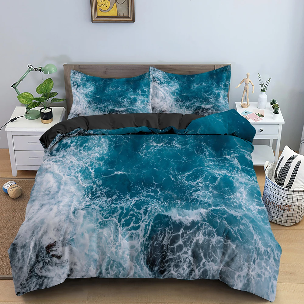 

Sea Wave Texture Bedding Set 3D Print Luxury Duvet Cover With Pillowcase Twin Single King Size Quilt Covers 2/3PCS Home Decor