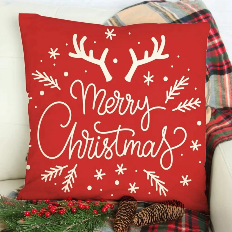 

Christmas Decorative Throw Pillow Cases Linen Sofa Bed Cushion Cover Christmas Pillow Cases Sets