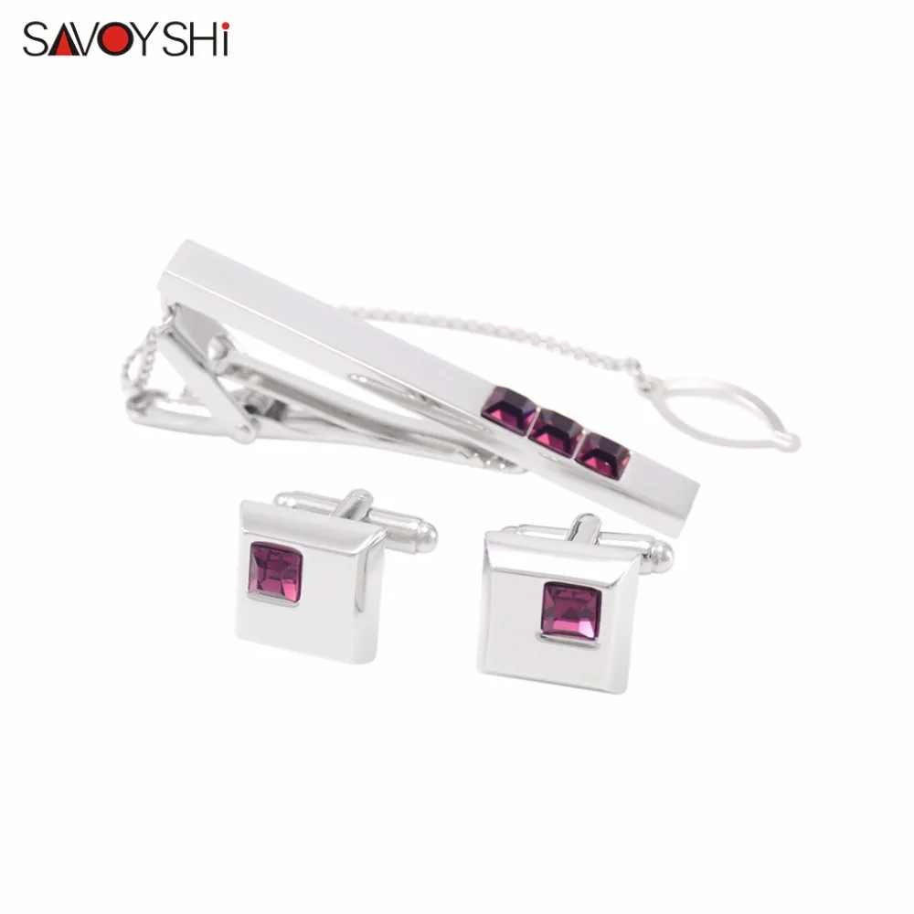 SAVOYSHI набор зажимов для галстука с красными кристаллами запонки зажим