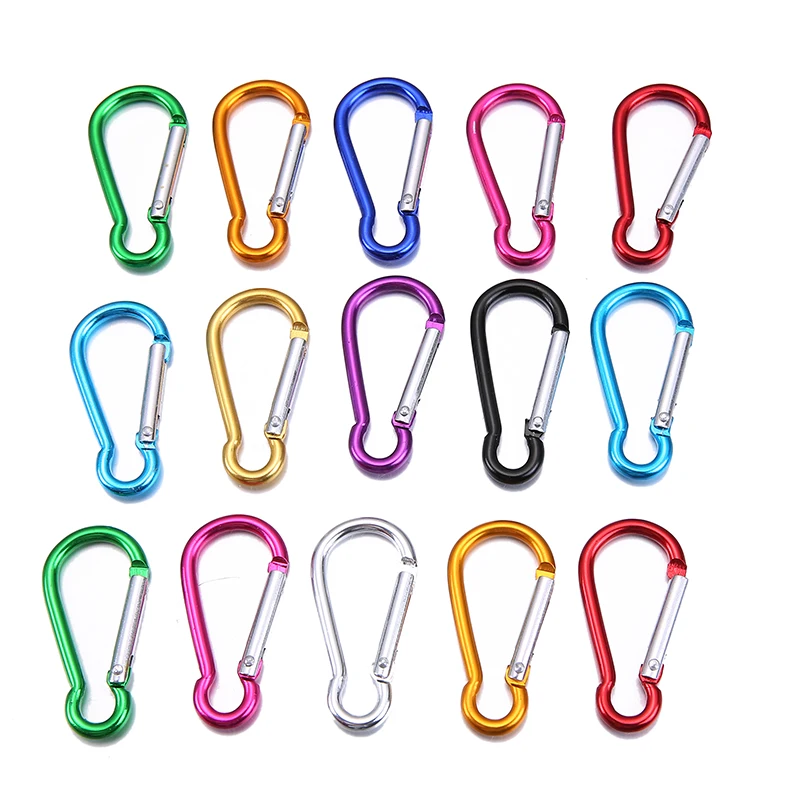 

50PCS Aluminum Carabiner Key Chain Clip Outdoor Camping Keyring Snap Hook Water Bottle Buckle Travel Kit Climbing Accessories