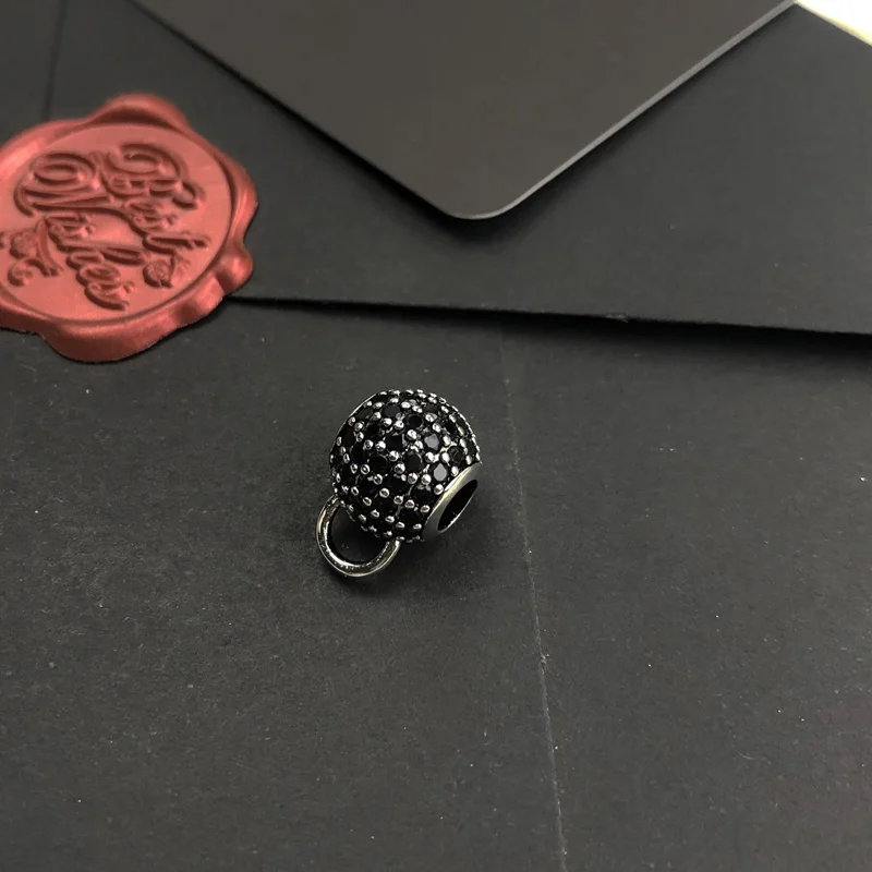 Бусины-переноски из серебра 925 пробы с черным и белым фианитом |