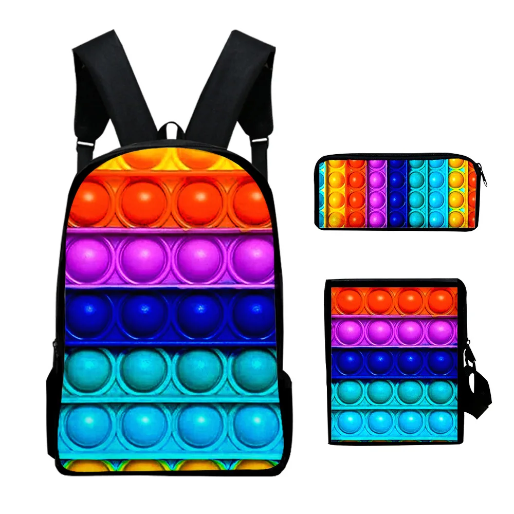 

Harajuku Youthful Rainbow Colorful 3pcs/Set Backpack 3D Print Student Bookbag Travel Laptop Daypack Shoulder Bag Pencil Case