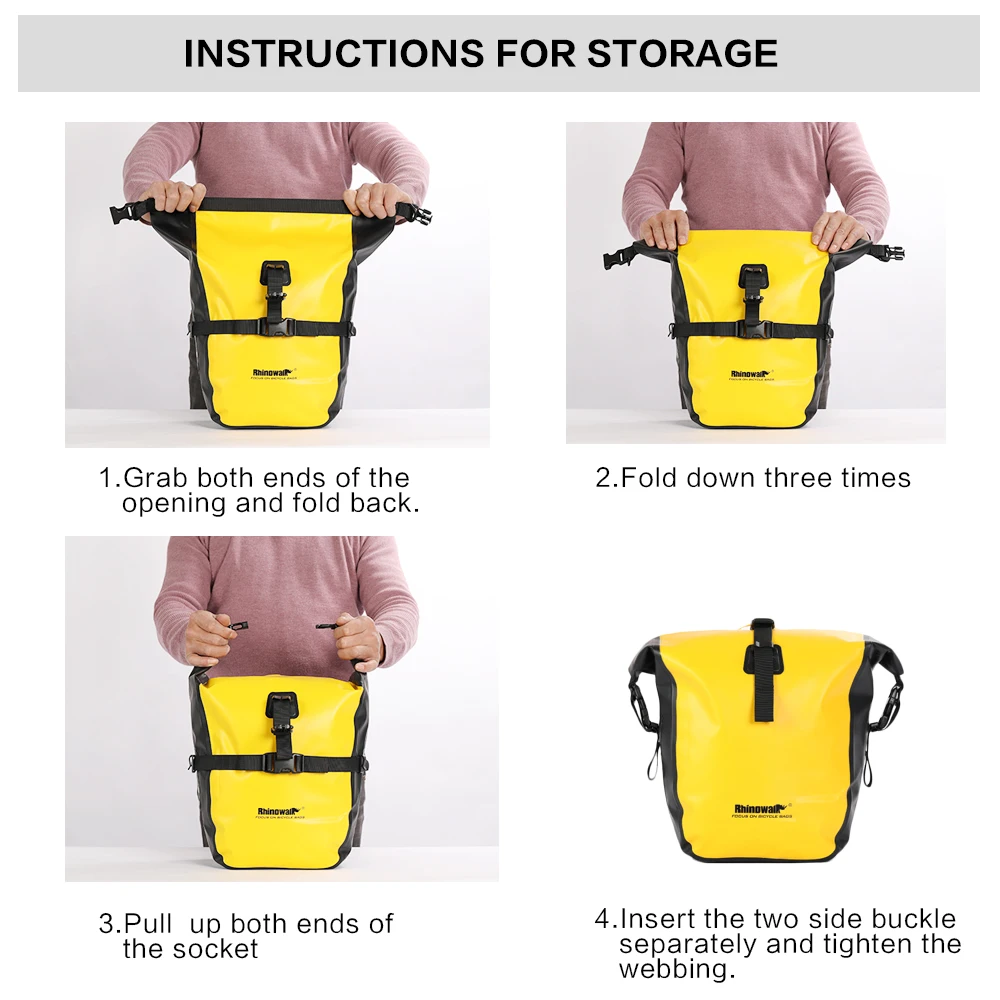 Rhinowalk 20L Bicycle Pannier Bag Bike Waterproof Portable Bike Bag Big storage Trunk Pack Cycling Travel Cycling 1pc or 2 pcs