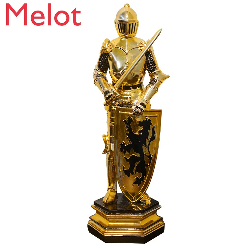 

European Entry Lux Golden Gold Warrior Armor Knight Model Soft Decoration Creative Fashion Indoor Decoration