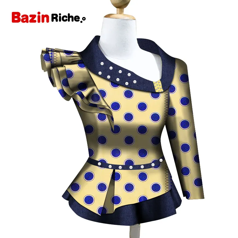 

African Clothes for Women Ankara One Shoulder Plus Size Print Infinity Top Dashiki Shirt WY5158