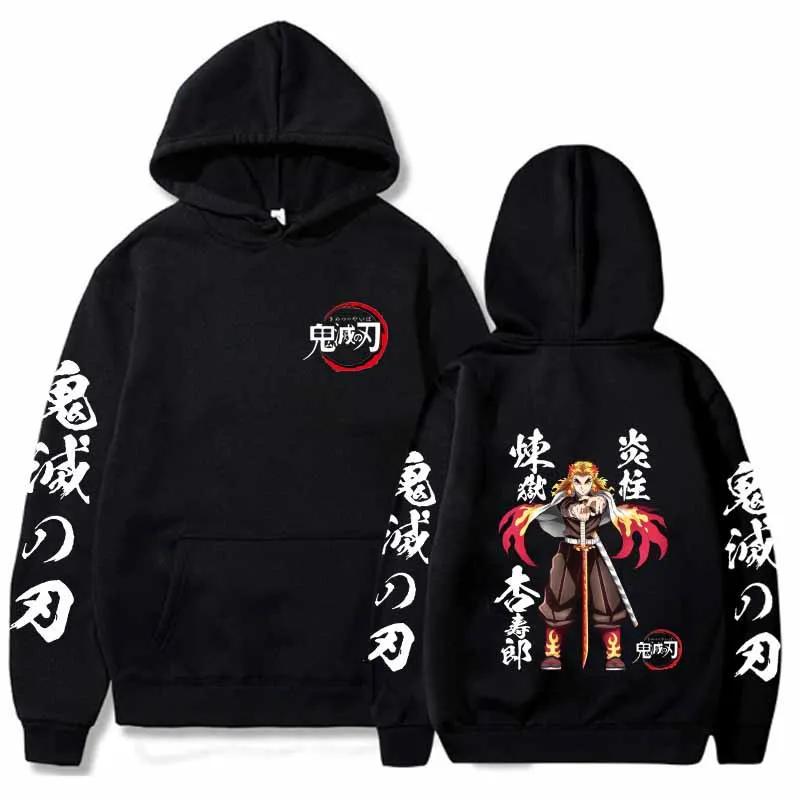 

Anime Demon Slayer Rengoku Kyoujuro Hoodie Hip Hop Casual Loose Print Streetwear Unisex