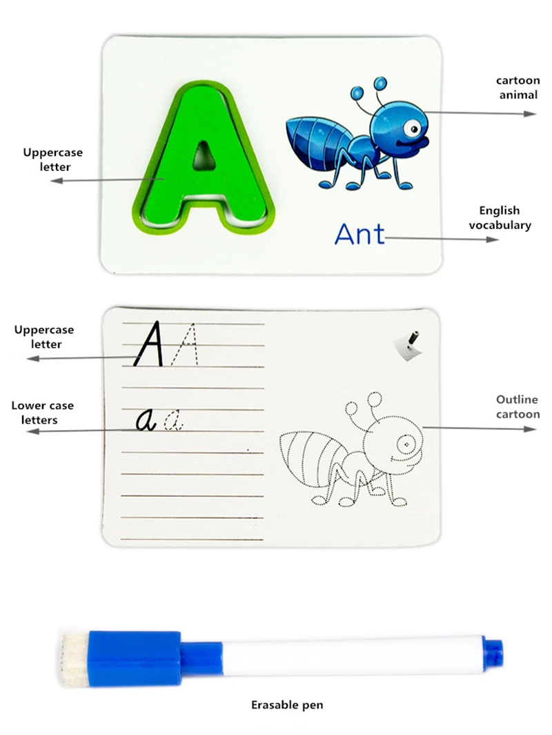 

New Kids Wooden Puzzles English Letters Toys Children 3D Puzzle Wood Educational Toys English Letter Word Cognitive Toys