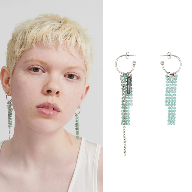 

Женские асимметричные серьги с-образной формы, с зеленым протеином