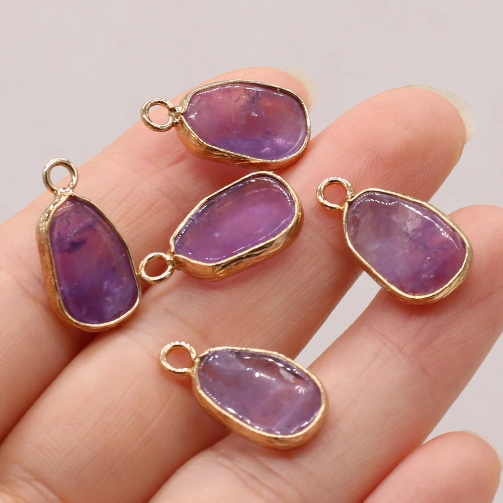 

5 PCS Natural Semi-precious Stone Pendants Amethyst for DIY Jewelry Making Gift Handmade Accessories