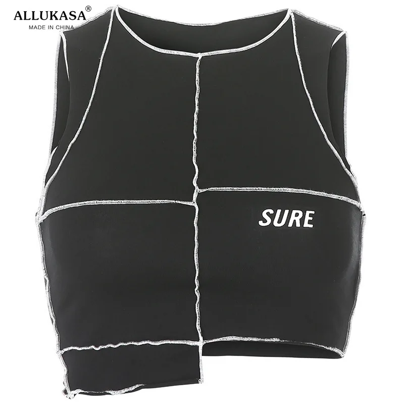 Топ женский в готическом стиле с круглым вырезом и буквенным принтом полоску