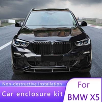 for bmw new x5 black samurai kit surrounded by bright black grille mesh front lip shovel side skirt and tail modification