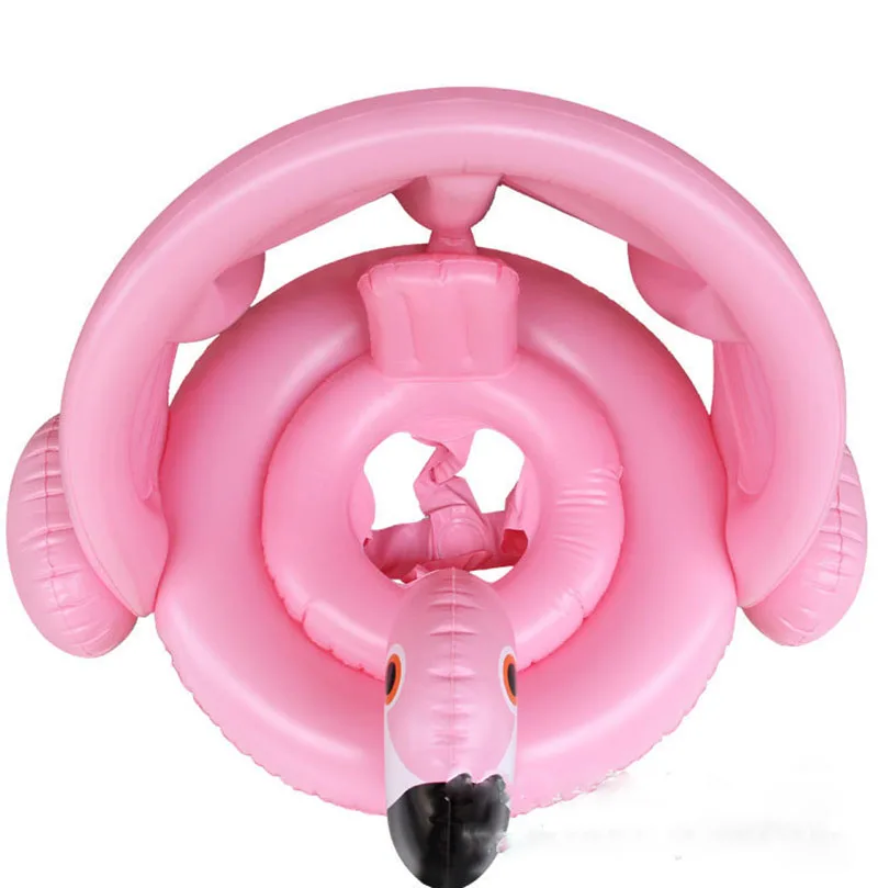 

Inflatable Flamingo Swan Giant Pool Float Toys for Kids Baby Swimming Ring Circle Mat With Sunshade Swimming Pool Floats