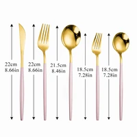 5pcs tableware stainless steel cutlery set pink gold mirror light dinnerware set spoon fork knife dinner set kitchen flatware