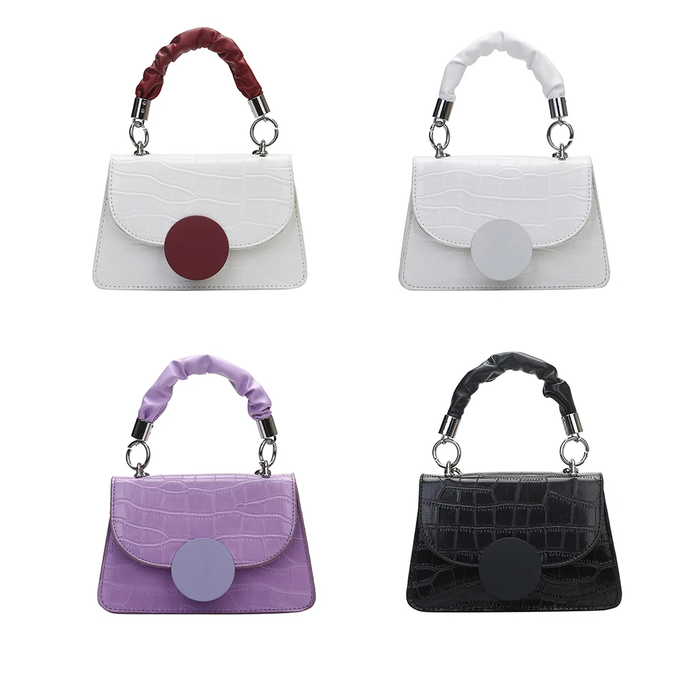 Женская сумка-тоут портативная плиссированная PU кожаная Дамская цепочка