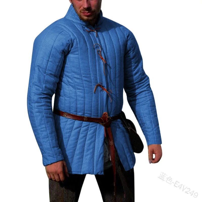 Средневековый стеганый плотный кардиган Viking теплая зимняя куртка в стиле ретро