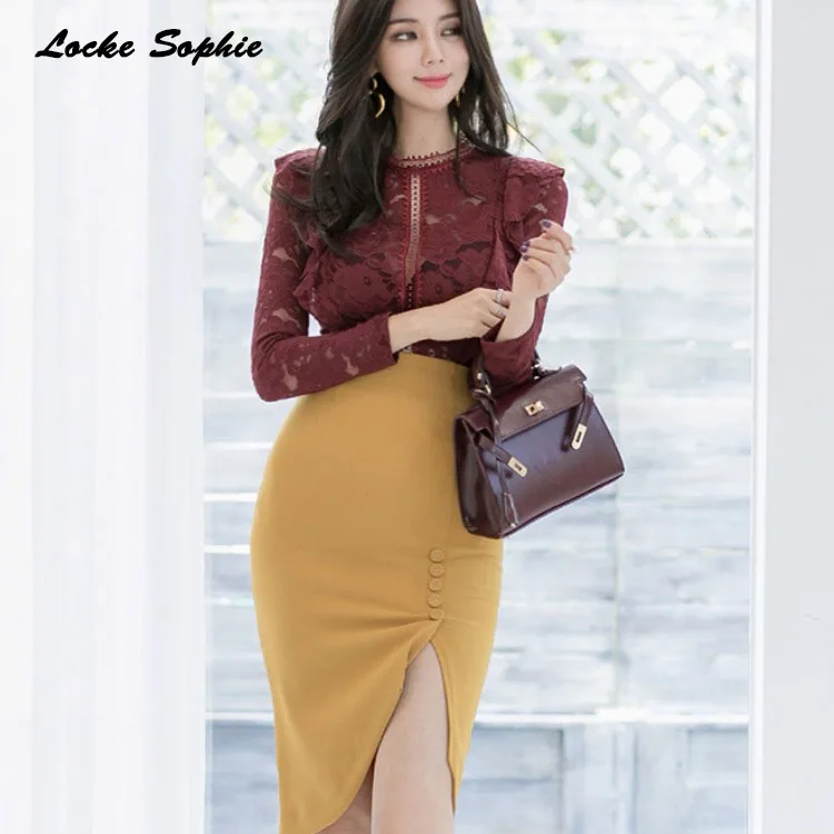 Комплект из 2 предметов Женский костюм-двойка топы и юбки зима 2020 смесь хлопка