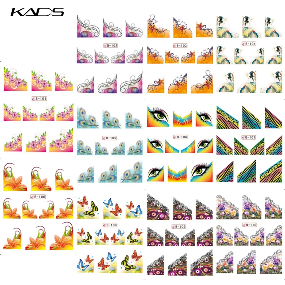 KADS 11 листов/НАБОР Воды пропуск Ногтей Наклейки отличительные знаки Франция дизайн ногтей наклейки Для ногтей, аксессуары для ногтей переноса воды