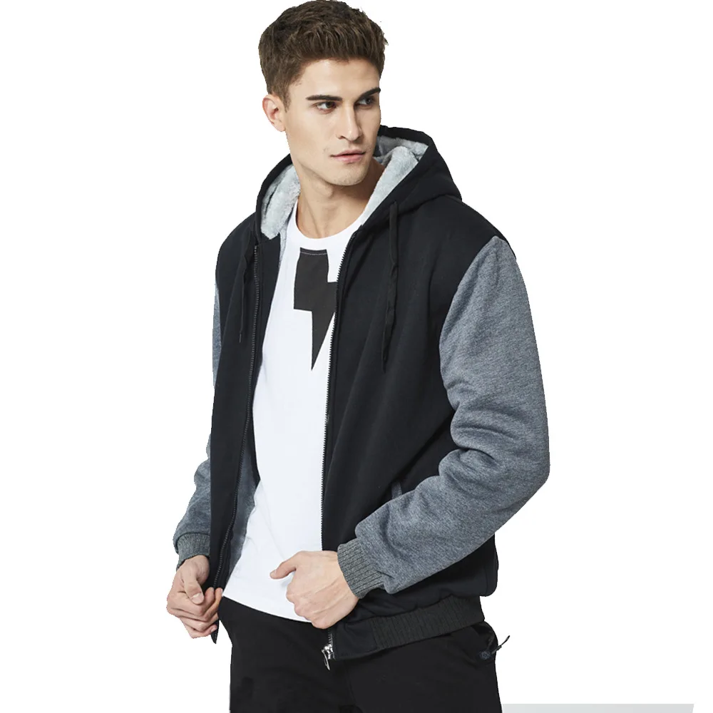 

Men Hoodies 2021 New Winter Plush Thick Warm Jacket Hooded Zip Cardigan Coat Sportwear Male Streetwear Sweatshirts Hoodie Men