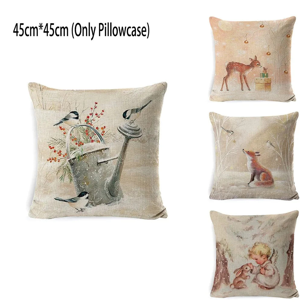45 * 45cm Christmas Deer Pillow Cases Bed Home Gifts Rabbit Sofa Waist Cushion Cover Textile Decoration для до | Дом и сад
