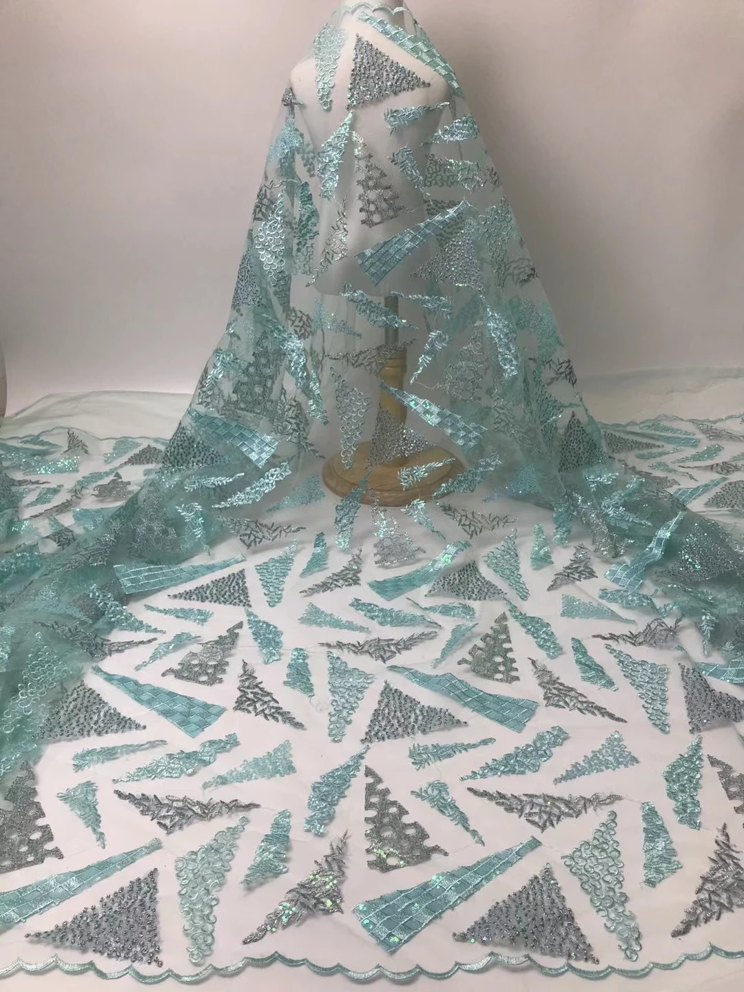 

Африканская кружевная ткань 2021, Высококачественная блестящая кружевная ткань с блестками, французская Тюлевая кружевная ткань для вечерне...