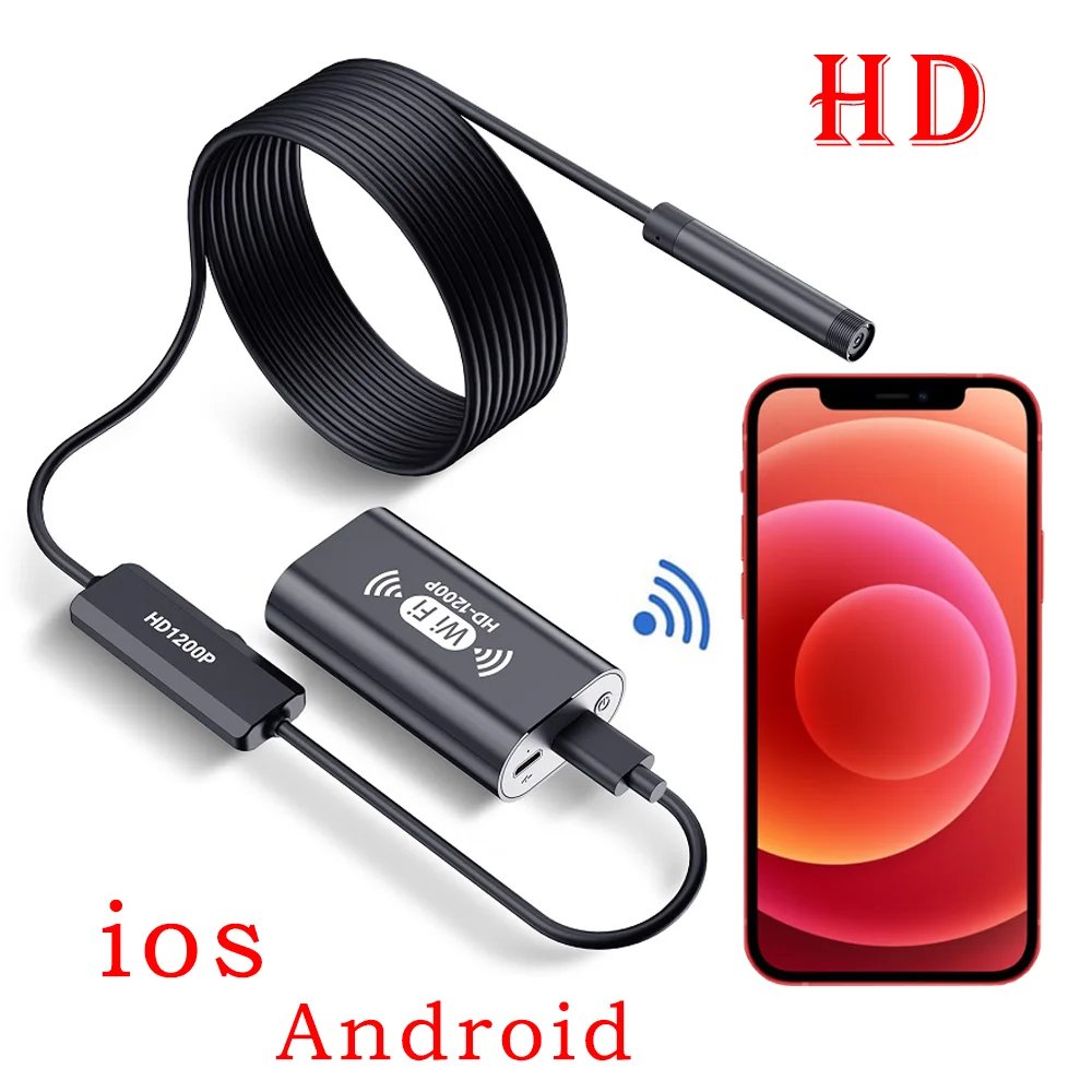 Камера Эндоскоп для iphone ios 8 мм светодиодная IP67 водонепроницаемая 1 10 м|Камеры