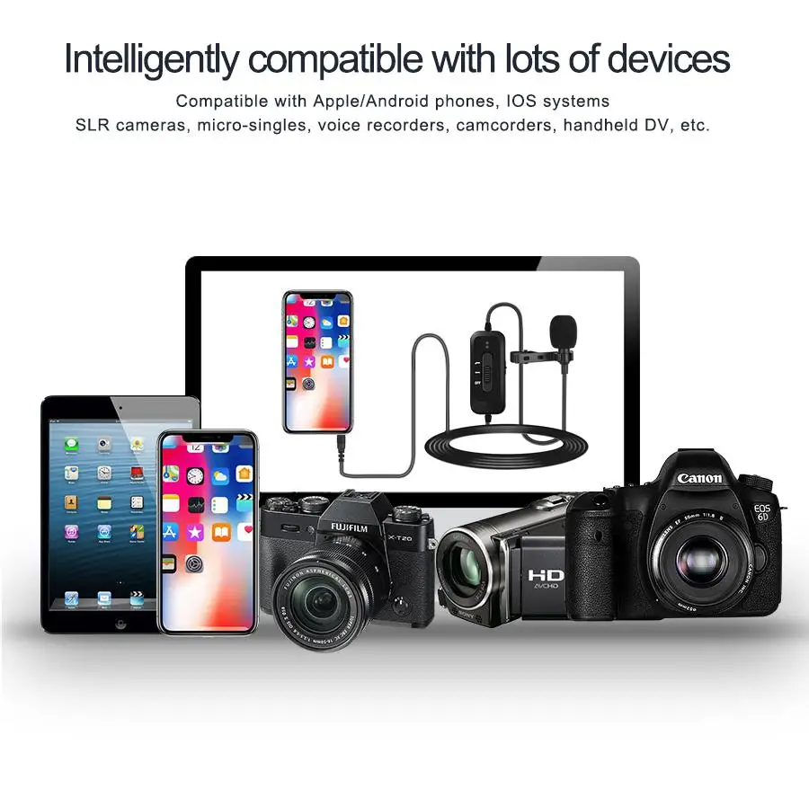 Петличный микрофон MAMEN KM D2 всенаправленный конденсаторный для IPhone мобильный