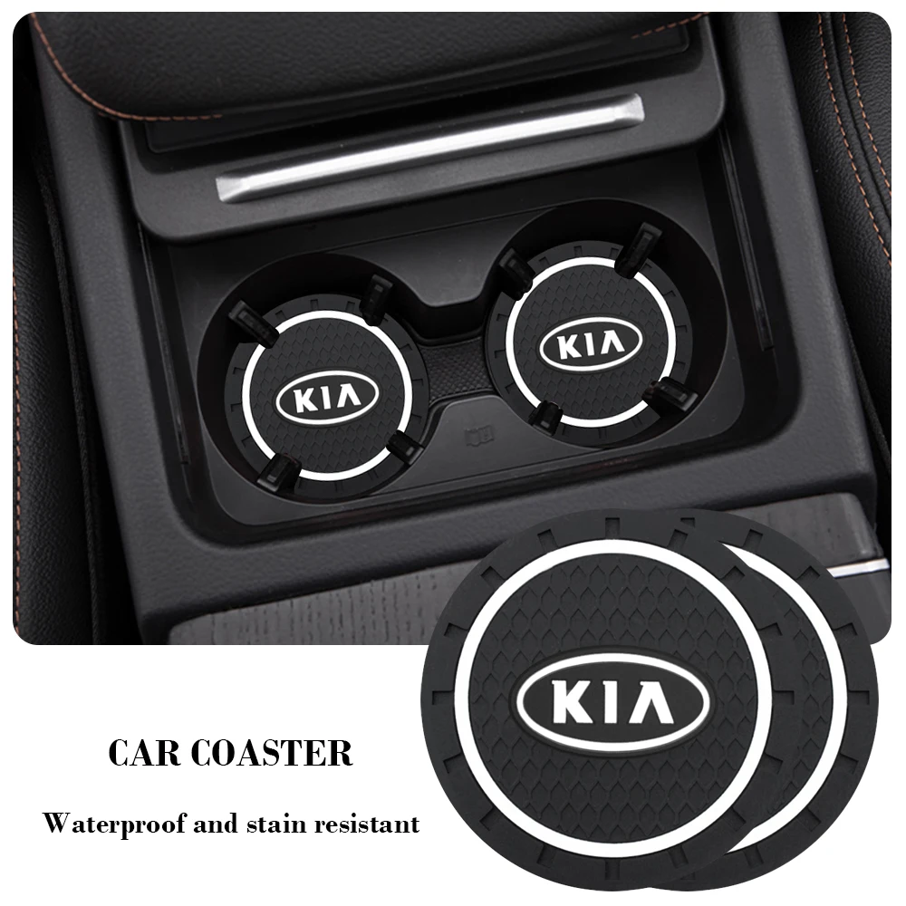 

2PCS Car Cup Coaster Anti-slip Pad Cup Holder Mat Pad Bottle Built-in Car Styling For KIA Motors Cerato Sportage R K2 K3 K5