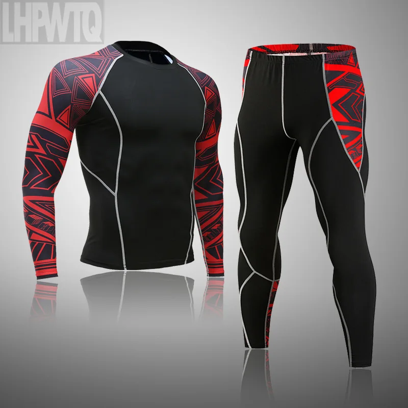Мужской компрессионный комплект Rashguard леггинсы футболка спортивный костюм