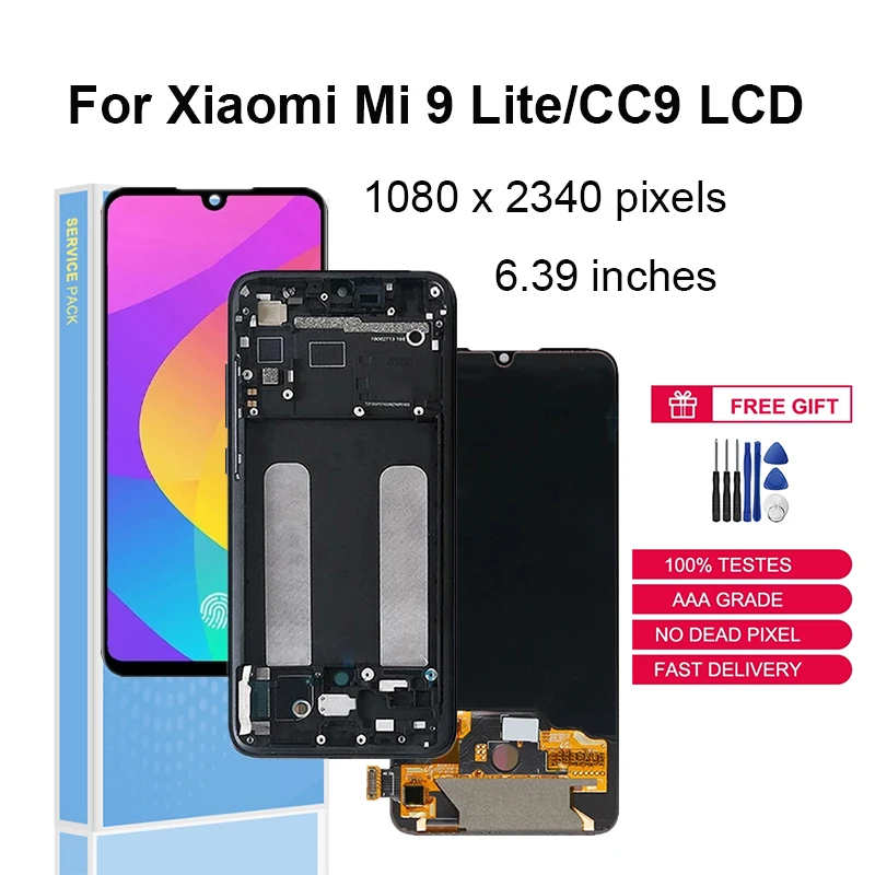 

6.39" Super AMOLED For Xiaomi Mi 9 Lite Mi9 Lite LCD Display Touch Screen Digitizer Assembly For Mi CC9 LCD Replacement Parts