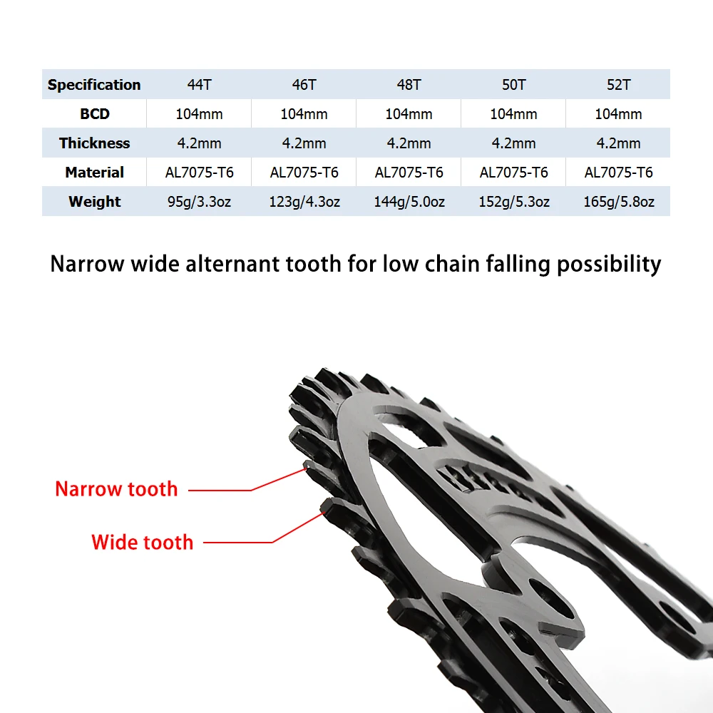 Велосипедной цепи кольцо 104BCD горный велосипед одно брелок для ключей диск узкая