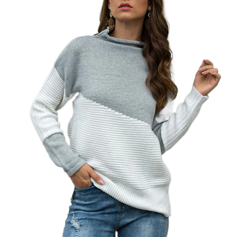 

Женский пуловер с длинным рукавом и ложным воротником