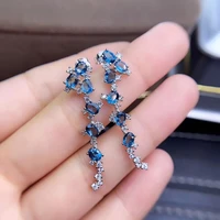925 sterling silver fine jewelry natural blue mystic quartz sky blue topaz clip earrings for women