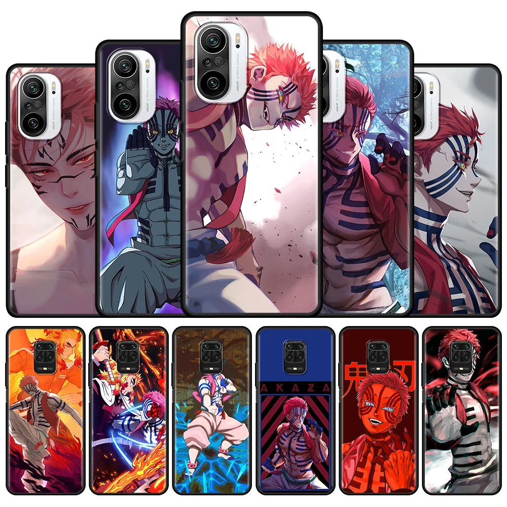 

Demon Slayer Akaza Mobile Phone Case for Xiaomi Redmi Note 9S 9 8 Pro 7 9C 8T 9A K40 10 7A 8A 9T 6A Soft Bag Funda Capa