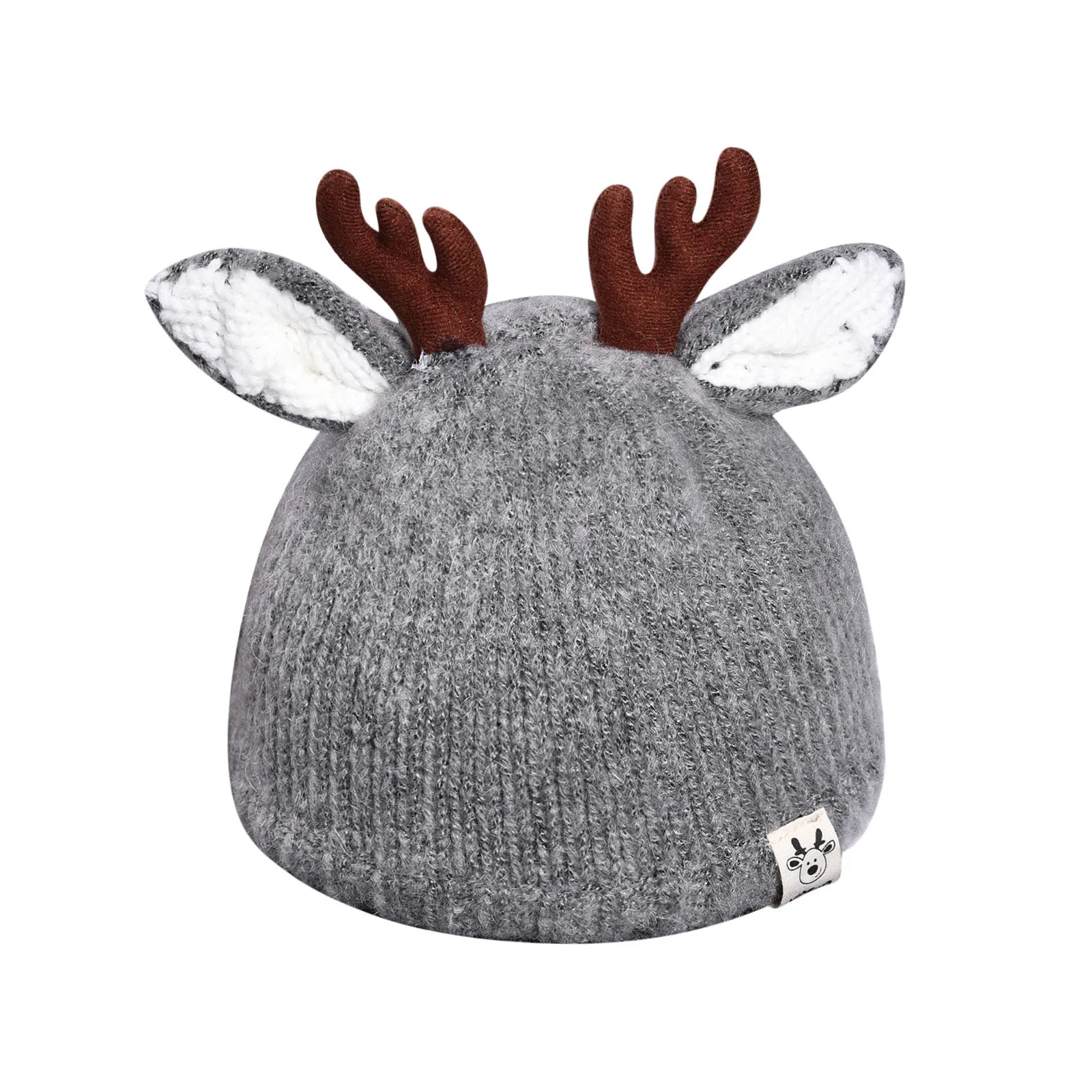 

1PCS Autumn And Winter Baby Woolen Hats Baby Antlers Christmas Hats Children's Knitted Hats Outdoor Warm Windproof Cotton Cap