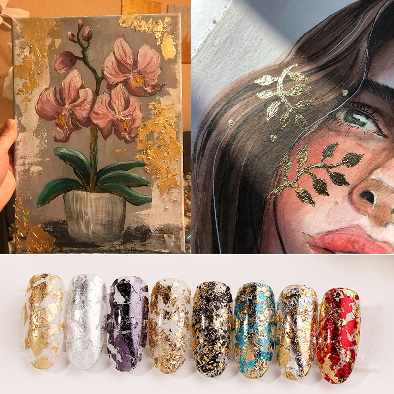 Золотые листы 14 см синяя Золотая фольга бумага для искусства и рукоделия