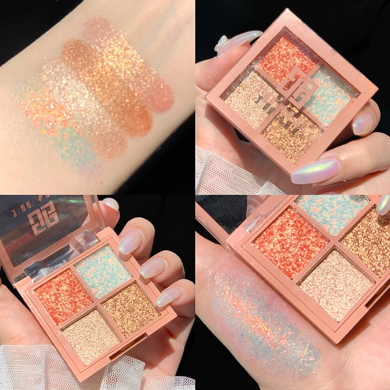 6 Цвет расшитые бусинами и блестками тени для век Блеск порошок высокого качества