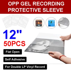 50PCS OPP Gel Recording Protective Sleeve for Turntable Player LP Vinyl Record Self Adhesive Records Bag 12" 32.3cm*32cm