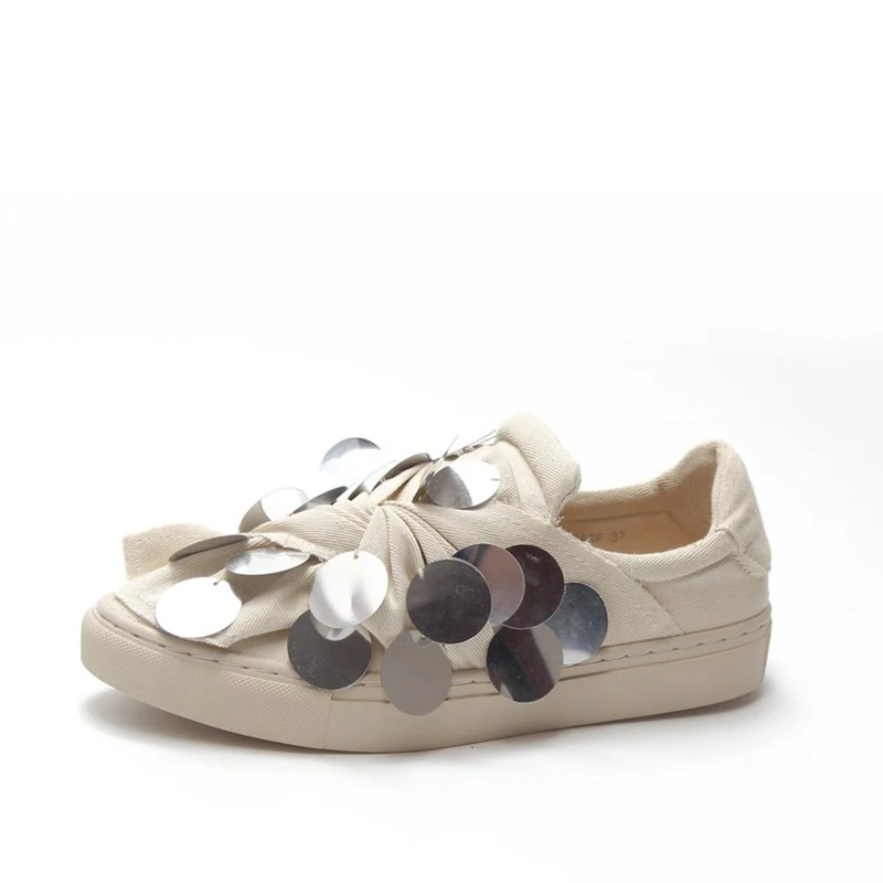 

Women's Slip On Flat Vulcanized Shoes Women Glitter Flats Woman Ladies Casual Platform Female Cross Tie Comfortable 2020 New