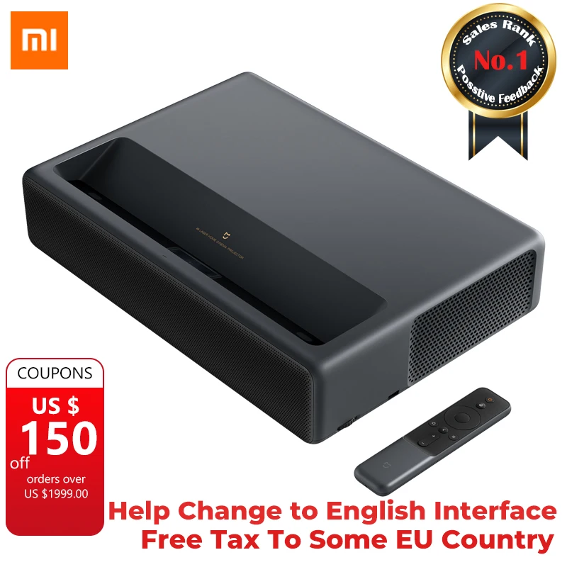 Xiaomi Mijia лазерный проектор ТВ 4K домашний кинотеатр 200 дюймов Wifi 2G ram 16G английский интерфейс поддержка HDR DOLBY DTS