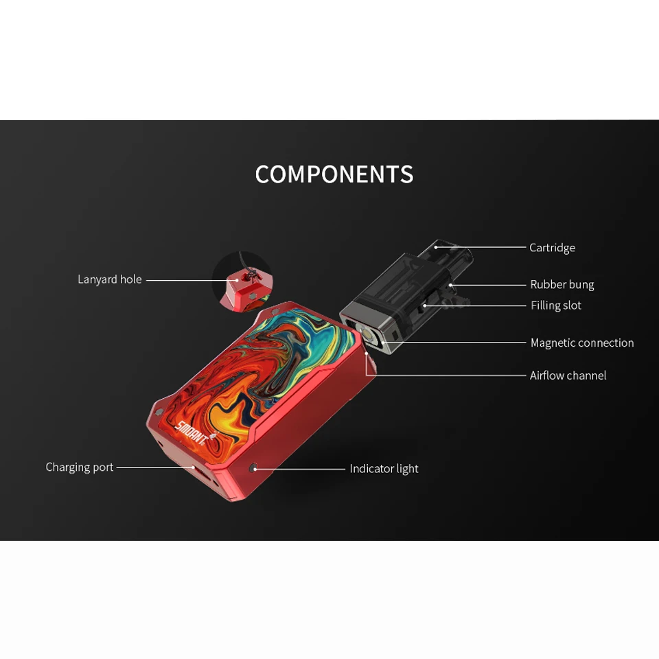 Smoant Battlestar Baby Pod Vape комплект 750 мАч 15 Вт с 2 мл картриджем 1 Ом Ni/0.6ом сетчатая катушка