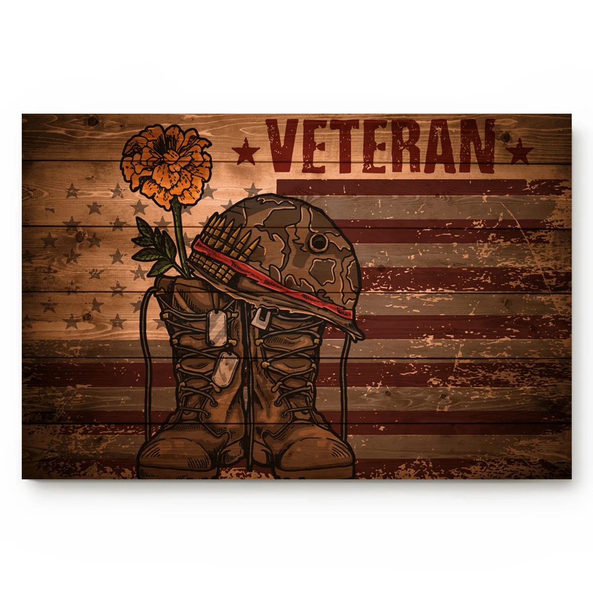 Деревянные сапоги в стиле ретро с изображением цветов и флага домашний коврик