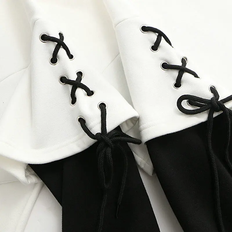 

Winter Women Hoodie Fake Two Piece Plus Velvet Sweatshirt With Messenger Bag Girl Student Hooded Warm Velvet Sweatshirts