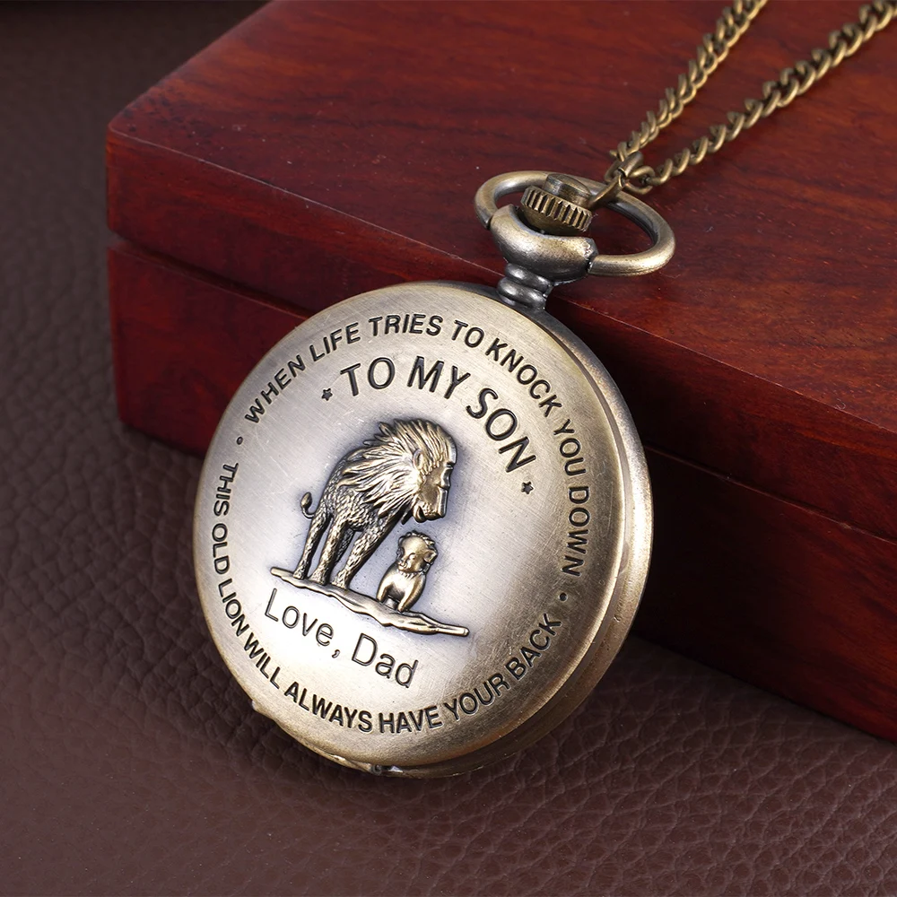 Карманные часы с ретро надписью моему сыну буквами узором Отца и Сына раскладное