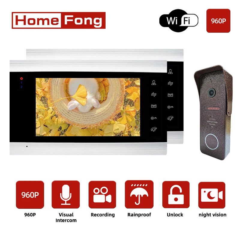 

Домашняя система Homefong, видеодомофон с 7-дюймовым дисплеем, AHD камера, умный дверной звонок с обнаружением движения