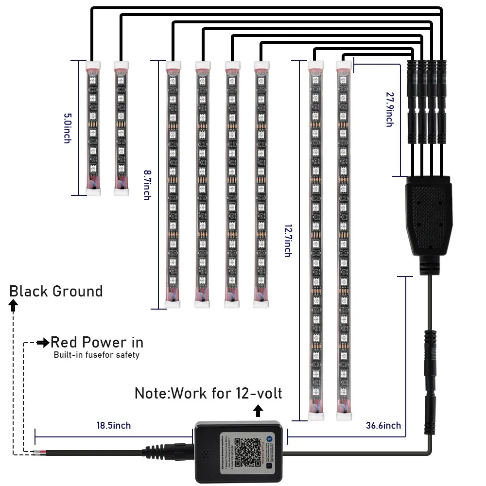 

1 Set Atmosphere Lights 12v APP Control Colorful Mood Lighting RGB LED Lights