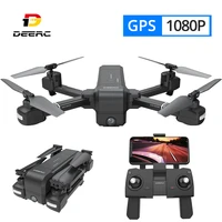 quadcopter deerc de25 drone with camera 1080p hd camera drone fpv live video and gps auto 2 batteries