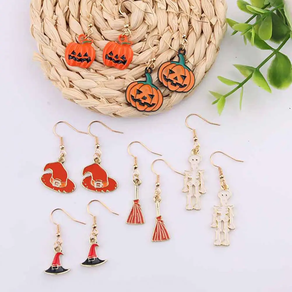 

Women 1 Pair Trendy Funny Hat Pumpkin Drop Earrings Alloy Earrings Ghost for Party