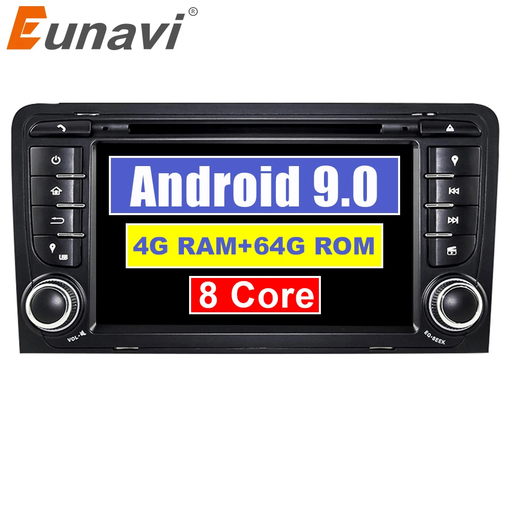 Автомагнитола Eunavi 4G 64G Android 9 для Audi A3 8P 2003 2012 S3 2006 RS3 Sportback 2011 2 din gps Мультимедийная