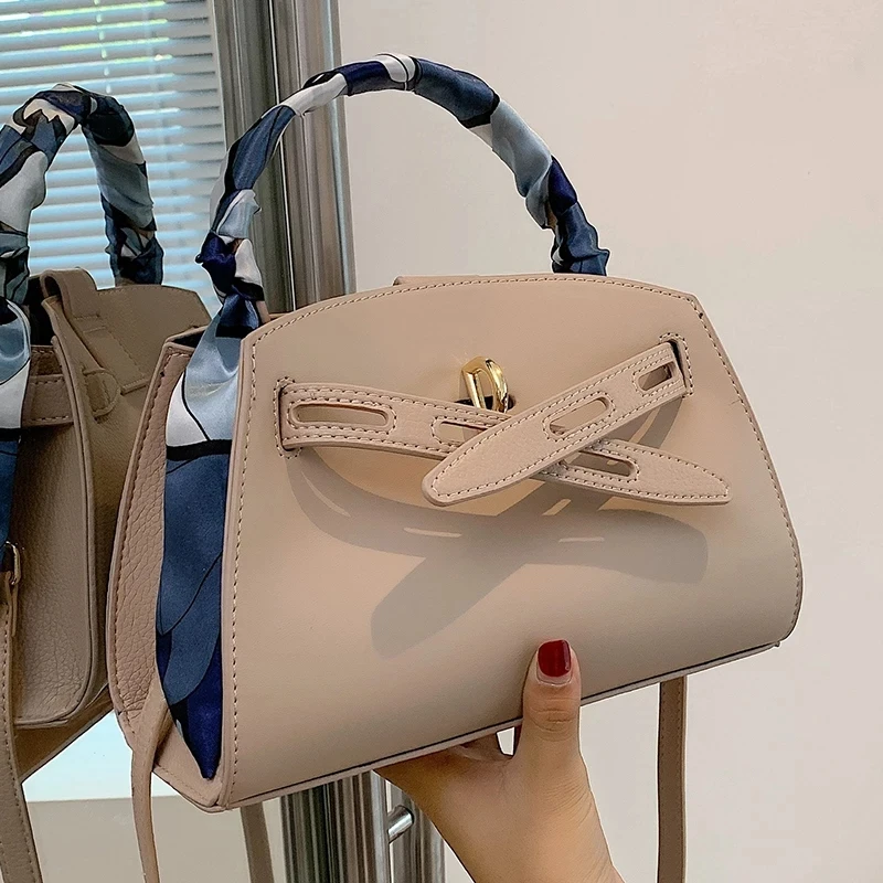 

Luxury Brand Ribbon Tote Bag 2021 New Fashion Quality Pu Leather Women's Designer Handbag Solid Color Shoulder Crossboby Bag