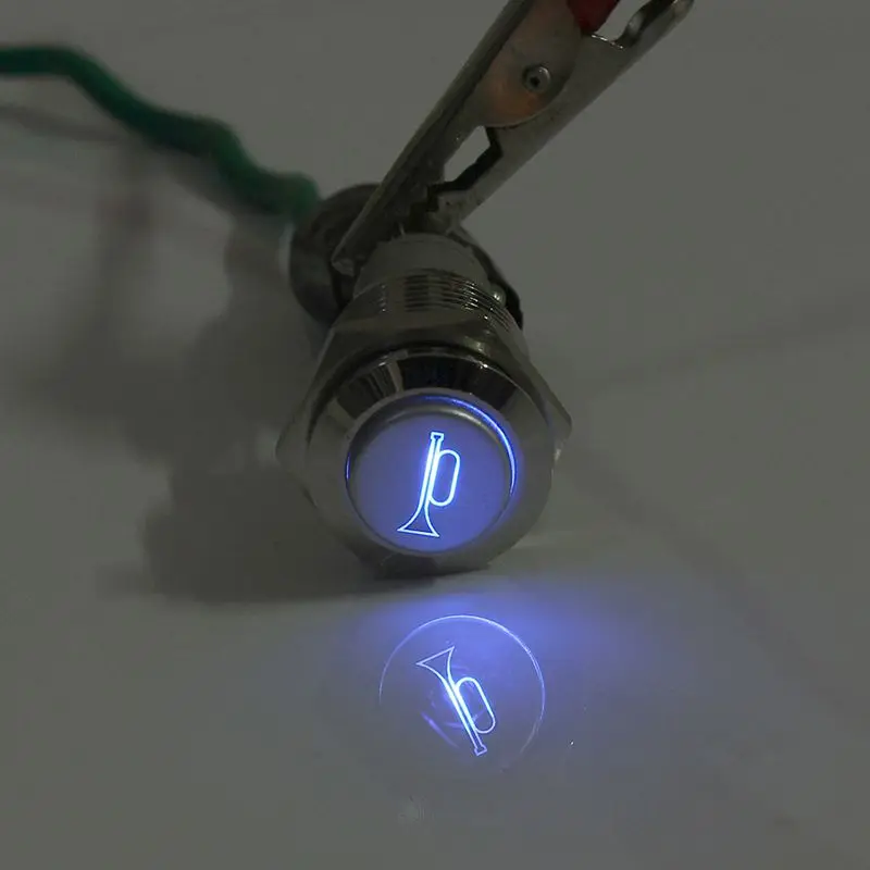 12V 16 мм автомобиля светодиодный светильник мгновенного действия с роговыми пуговицами металлический кнопочный переключатель